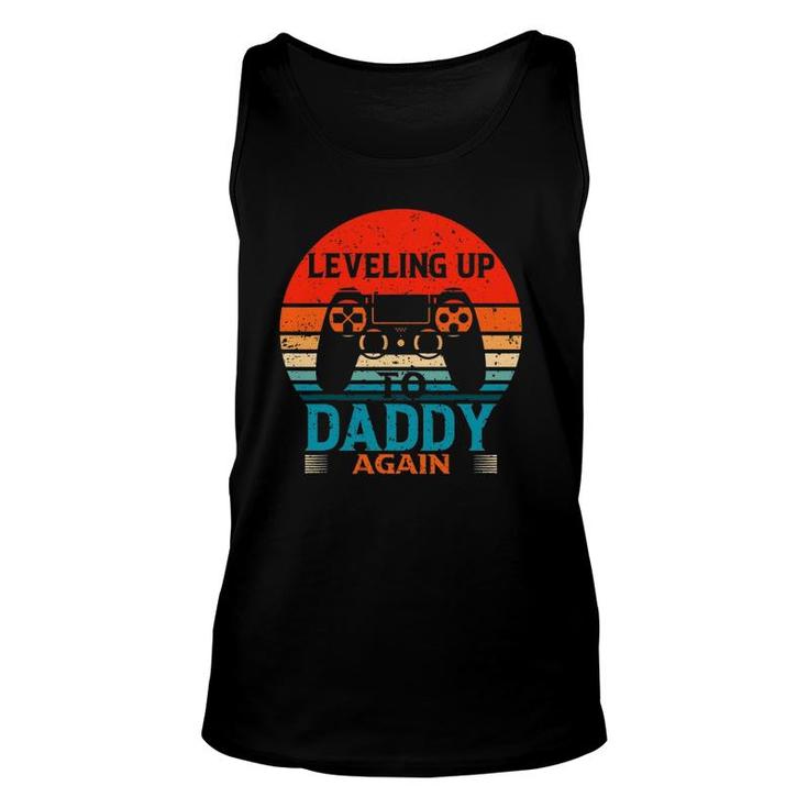 Mens Funny Leveling Up To Daddy Again Father's Day Vintage Unisex Tank Top