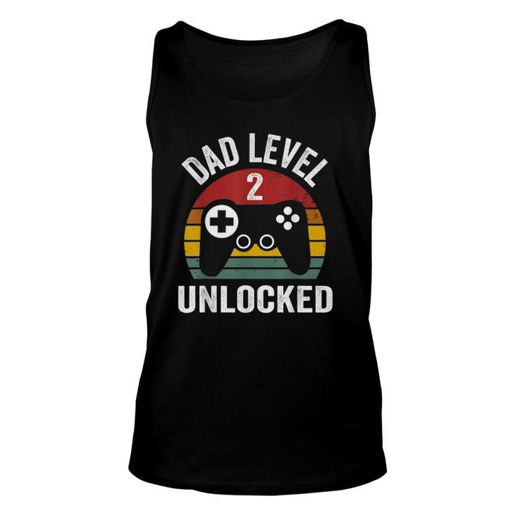 Mens Funny New Dad  Dad Level 2 Unlocked For 2 Kids Gaming Unisex Tank Top