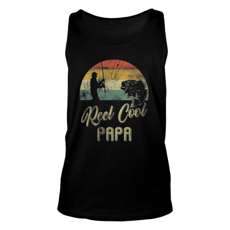Mens Funny Vintage Reel Cool Papa Fish Fishing Father's Day Unisex Tank Top