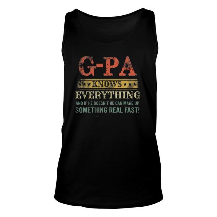 Mens G-Pa Knows Everything Funny Father's Day Vintage Unisex Tank Top