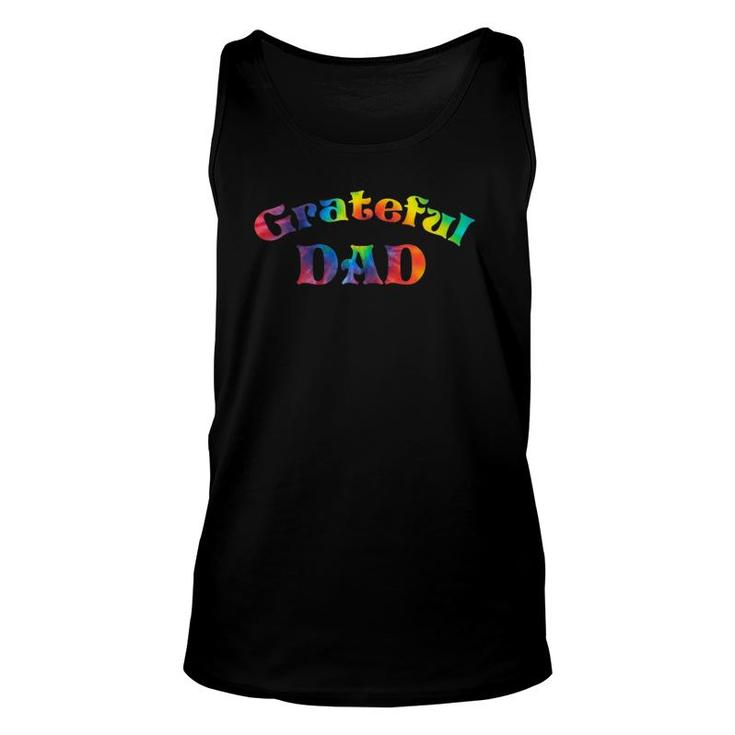 Mens Grateful Dad Fathers Day Tie Dye Letters  For Dads Unisex Tank Top