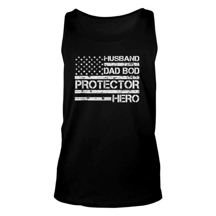 Mens Husband Daddy Protector Hero Fathers Day Funny Dad Bod Unisex Tank Top