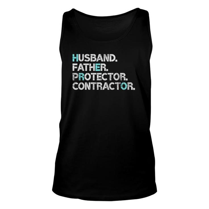 Mens Husband Father Protector Contractor Gift Dad Funny Unisex Tank Top