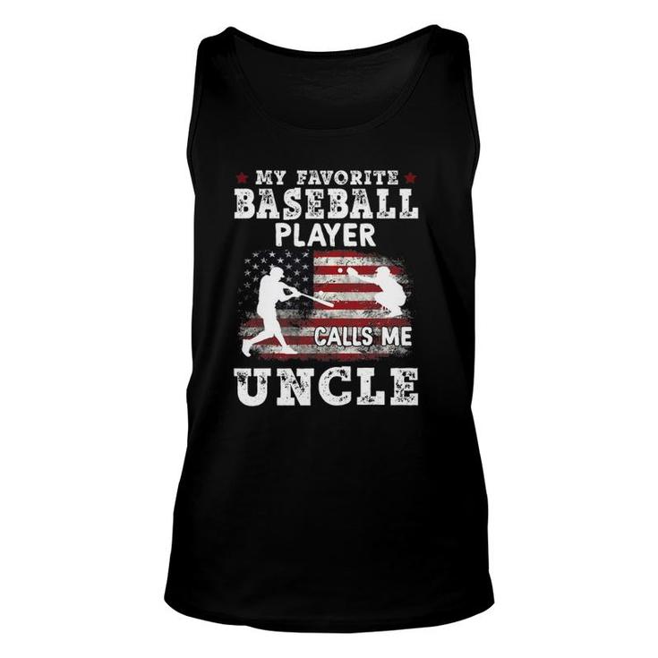 Mens My Favorite Baseball Player Calls Me Uncle Unisex Tank Top