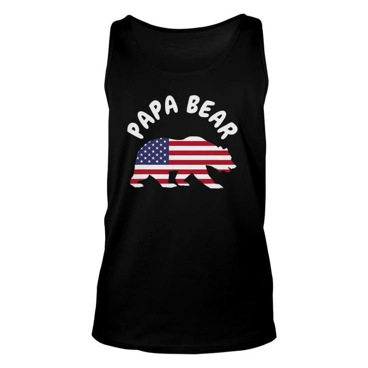 Mens Papa Bear Father's Day Usa American Flag 4Th Of July Unisex Tank Top