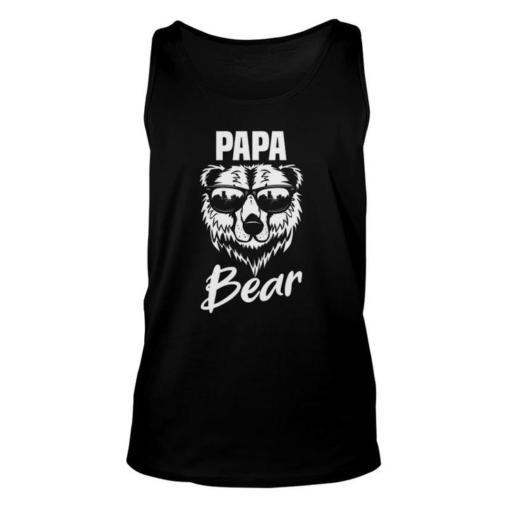 Mens Papa Bear Wearing Cool Sunglasses Father's Day Gift Unisex Tank Top