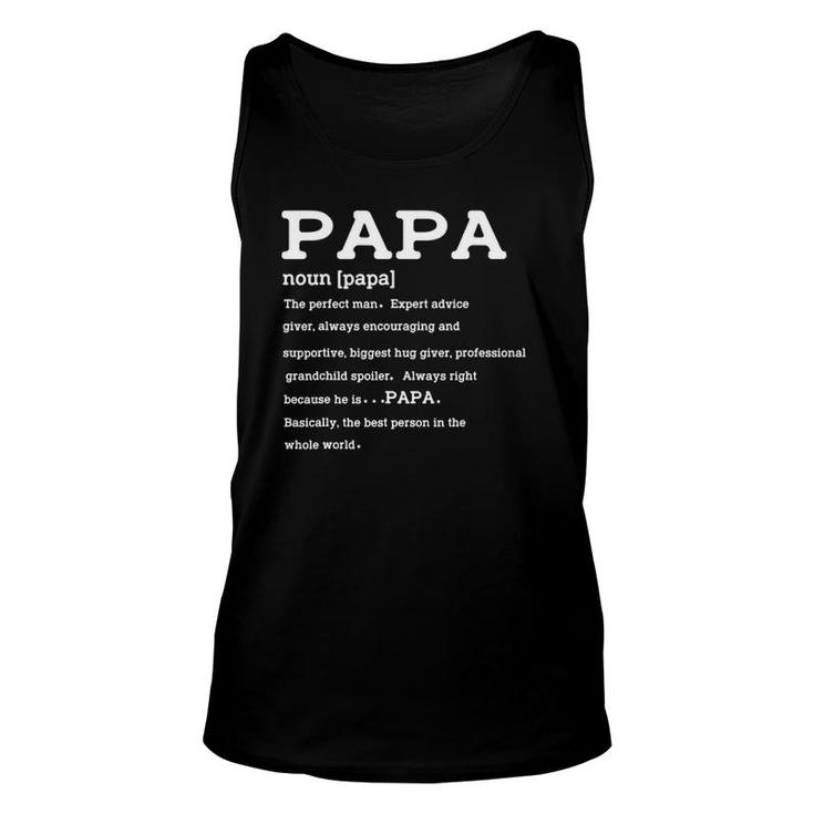 Mens Papa Definition Noun Nutrition Father's Day Grandpa Unisex Tank Top
