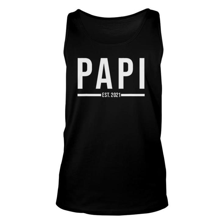 Mens Papi Est 2021 First Time Grandpa New Baby Family Unisex Tank Top