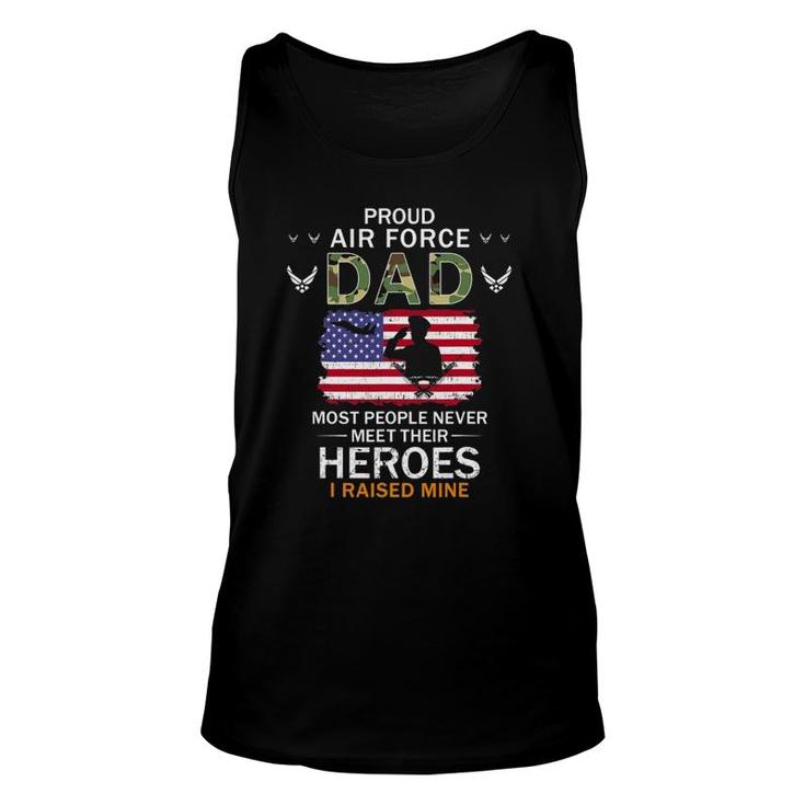 Mens Proud Air Force Dad I Raised My Heroes Camouflage Army Unisex Tank Top