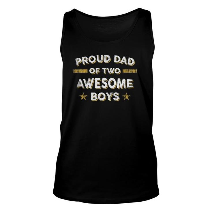 Mens Proud Dad Of 2 Two Awesome Boys Father Papa Daddy Unisex Tank Top