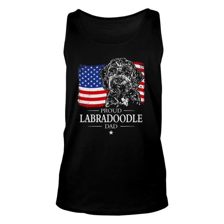 Mens Proud Labradoodle Dad American Flag Patriotic Dog Gift Unisex Tank Top