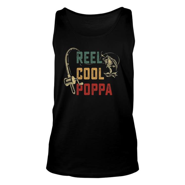 Mens Reel Cool Poppa Vintage Fisherman Father's Day Unisex Tank Top