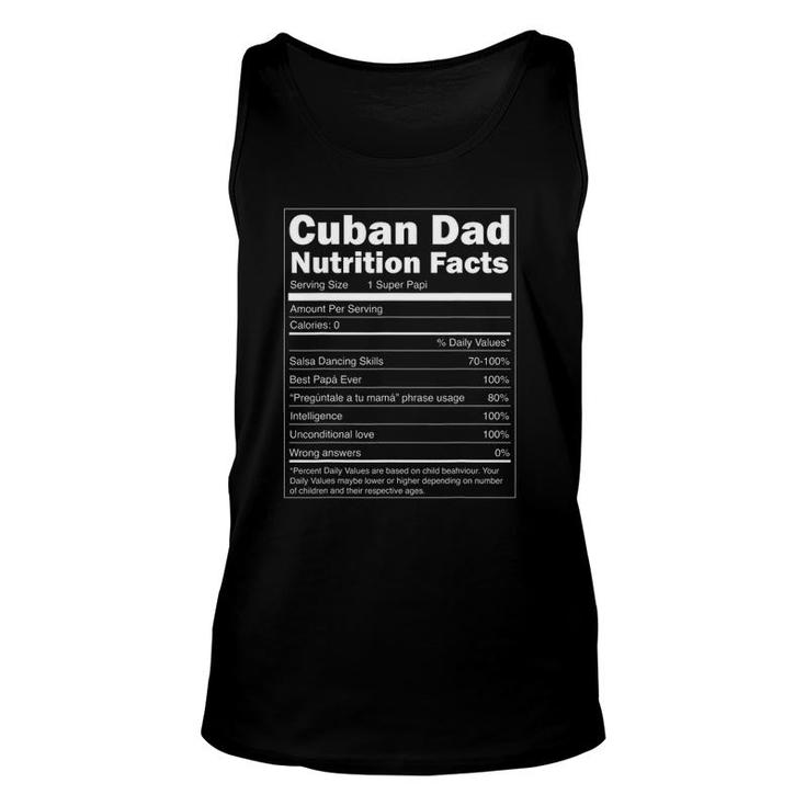 Mens Regalo Para Papa - Nutrition Facts Funny Cuban Dad Unisex Tank Top