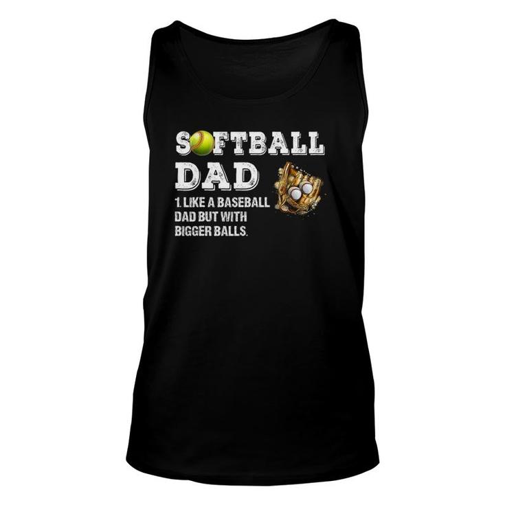 Mens Softball Dad Like A Baseball Dad But With Bigger Balls Unisex Tank Top