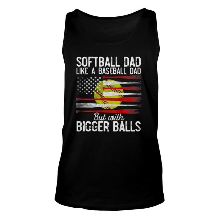 Mens Softball Dad Like A Baseball Dad Definition On Back Unisex Tank Top