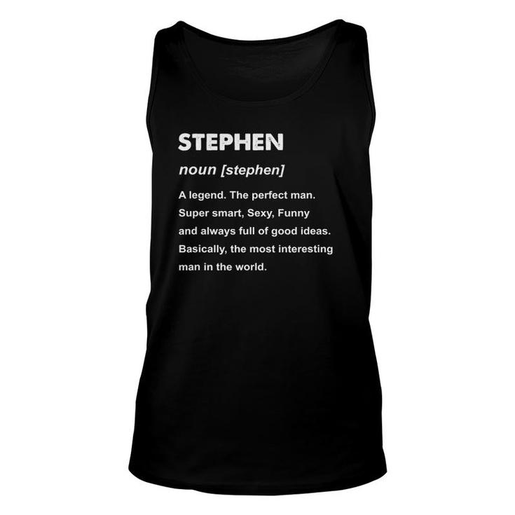 Mens Stephen Name Definition Gift Unisex Tank Top
