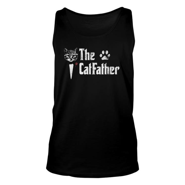 Mens The Catfather Funny Father's Day Gift For Cat Daddy Unisex Tank Top