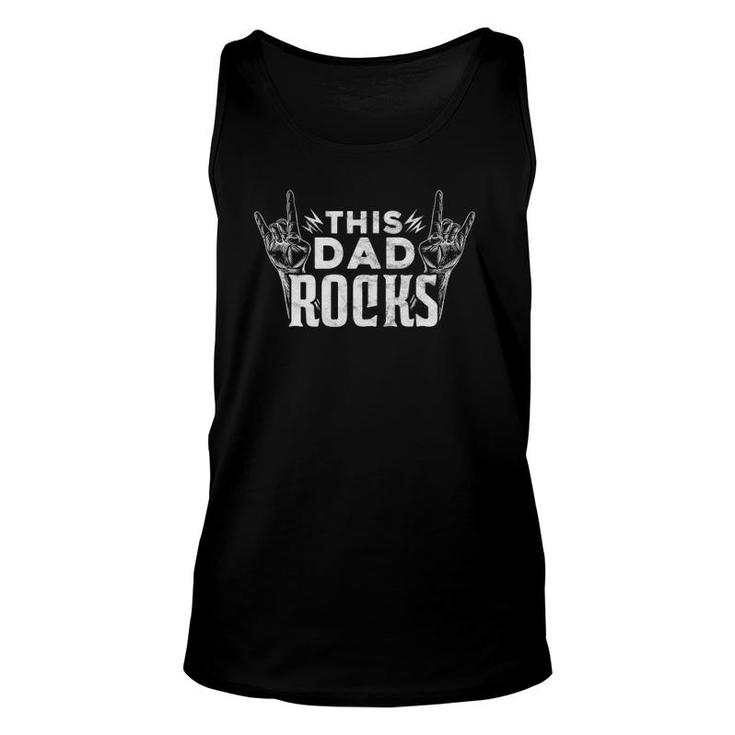 Mens This Dad Rocks Rock N Roll Heavy Metal Father's Day Unisex Tank Top