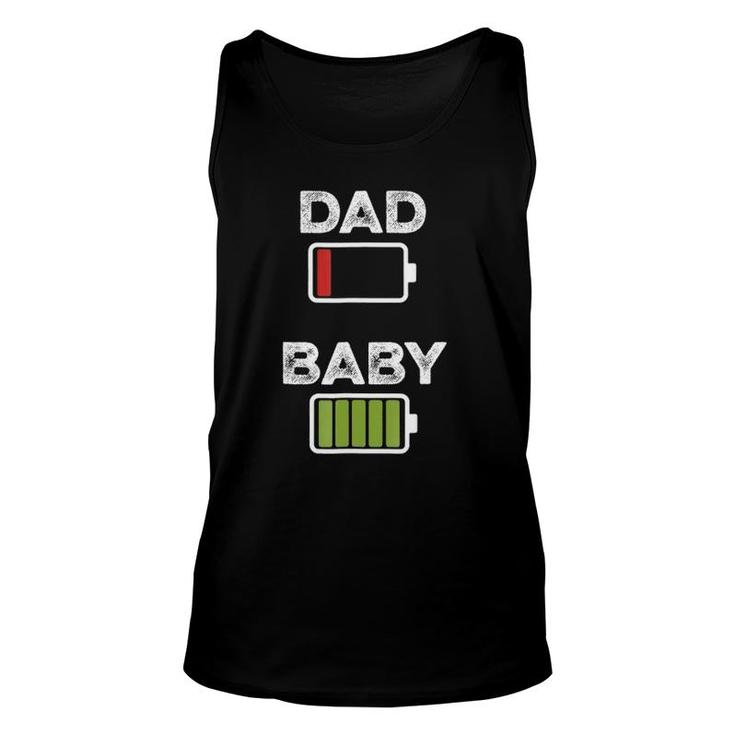 Mens Tired Dad Low Battery Baby Full Charge Funny Unisex Tank Top
