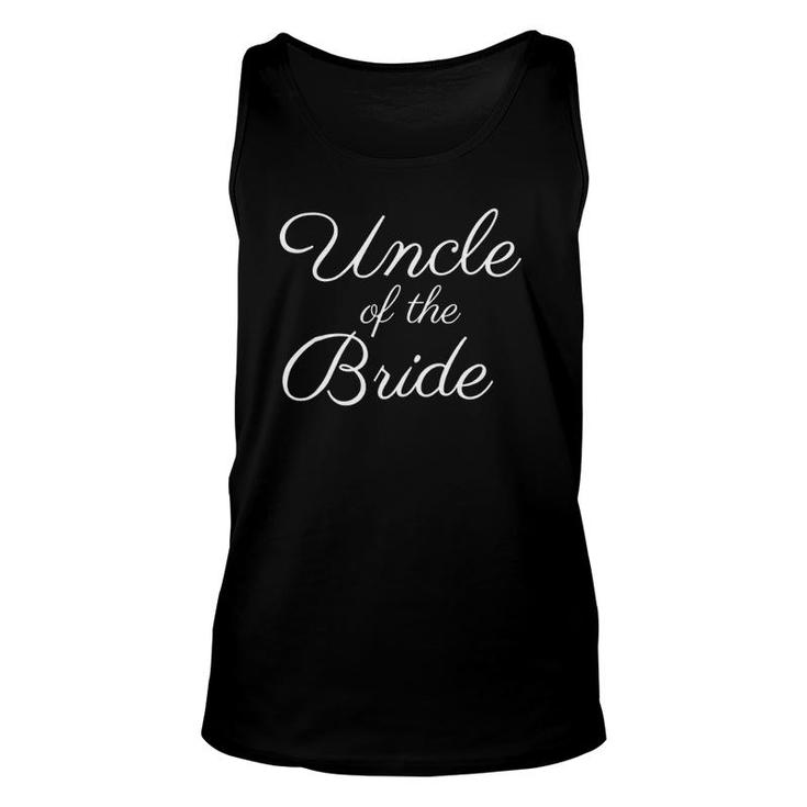 Mens Uncle Of The Bride , White Script Font, Wedding Unisex Tank Top
