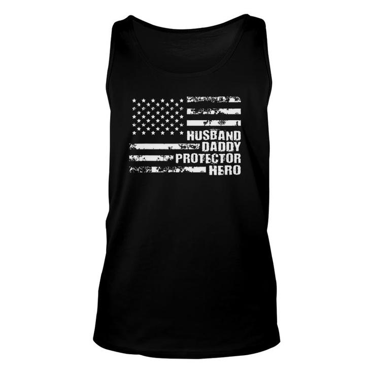 Mens Us American Flag For Husband Daddy Protector Hero Unisex Tank Top
