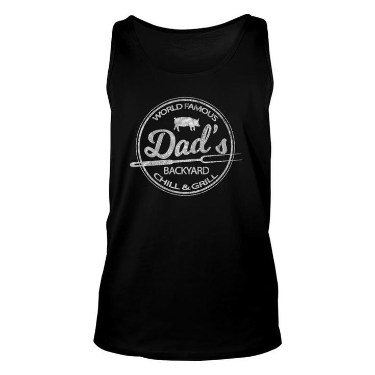 Mens World Famous Dad's Backyard Grill & Chill Bbq Unisex Tank Top