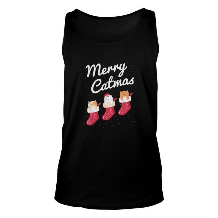 Merry Catmas Christmas Cats In Socks Kitty Cat Lover Sweat Unisex Tank Top