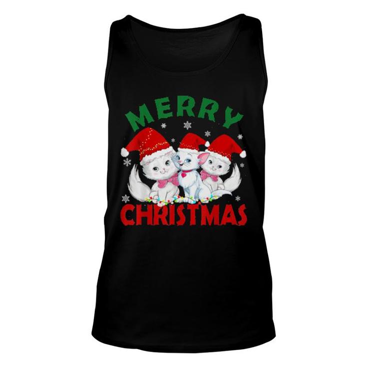 Merry Christmas Three Sweet Cats For All Cats Cat Xmas  Unisex Tank Top