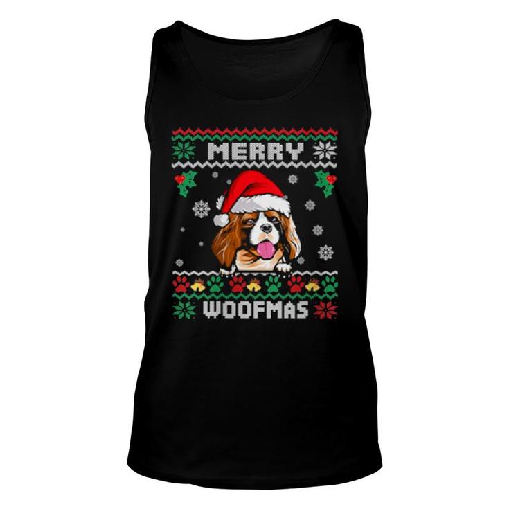 Merry Woofmas Cavalier Dog Ugly Christmas Xmas  Unisex Tank Top