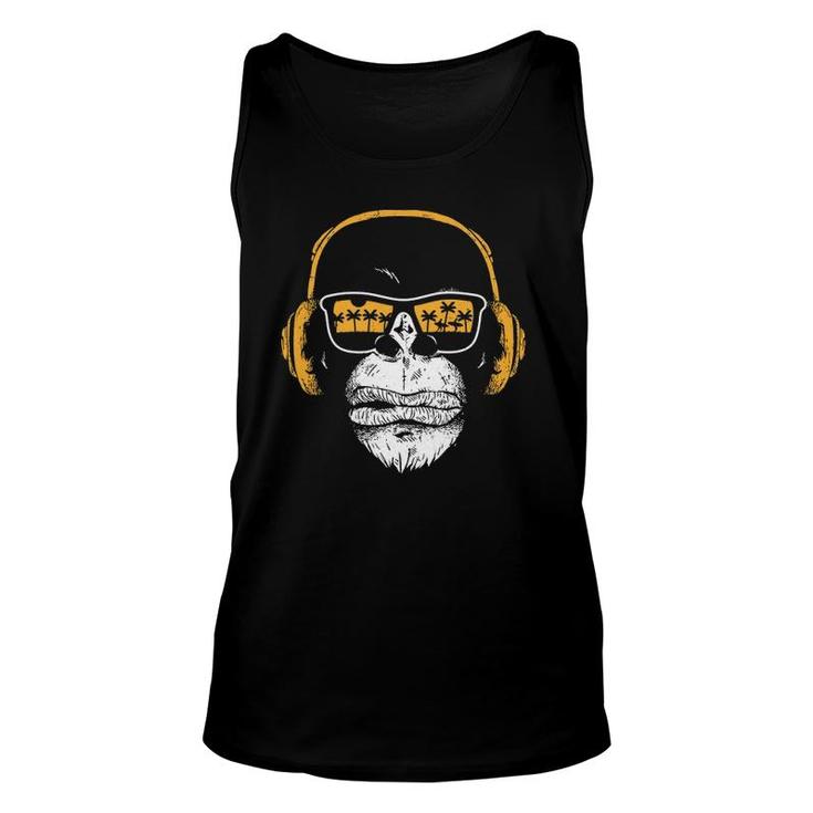 Monkey With Dj Headphones And Sunglasses Monkey Unisex Tank Top
