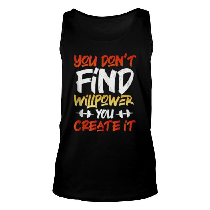 Motivational Workout Willpower Quote Dumbbell Art  Unisex Tank Top