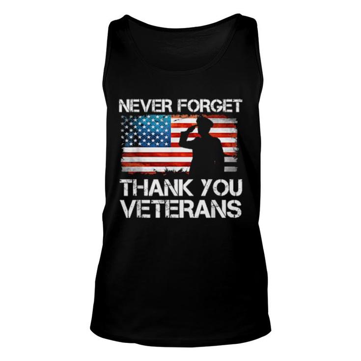 Never Forget Thank You Veterans, Veterans Day Usa Flag  Unisex Tank Top