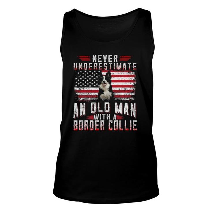 Never Underestimate An Old Man With A Border Collie Vintage Unisex Tank Top