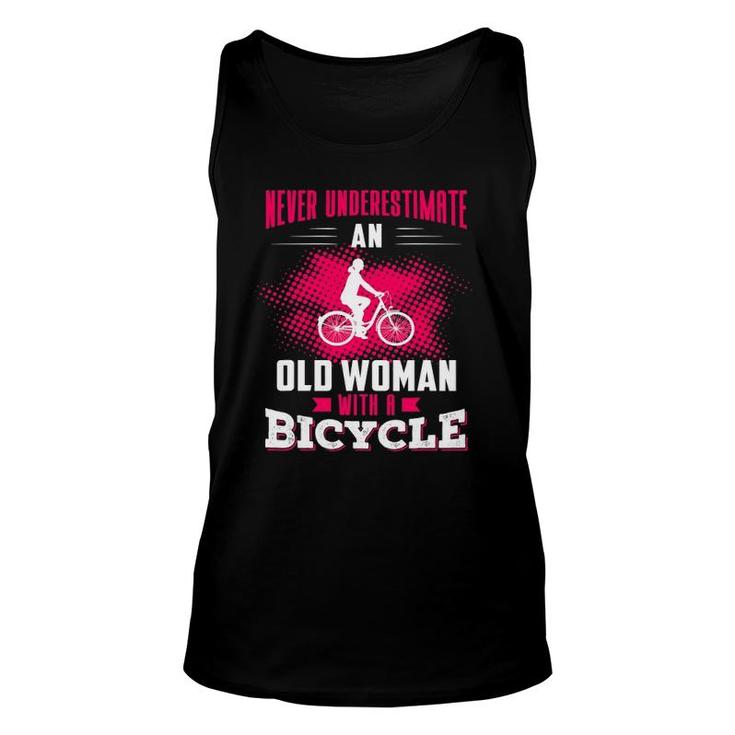 Never Underestimate An Old Woman With A Bicycle Pink Unisex Tank Top
