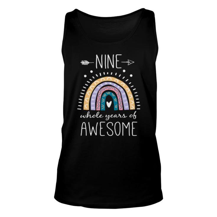 Nine Whole Years Of Awesome 9 Year Old Bday Rainbow  Unisex Tank Top