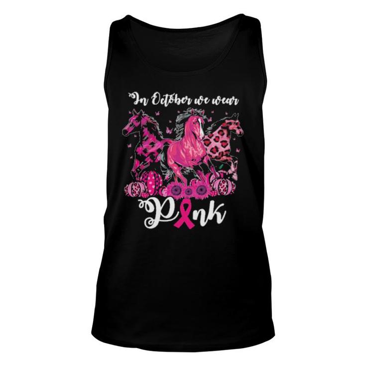 Official Three Horses In October We Wear Pink Unisex Tank Top