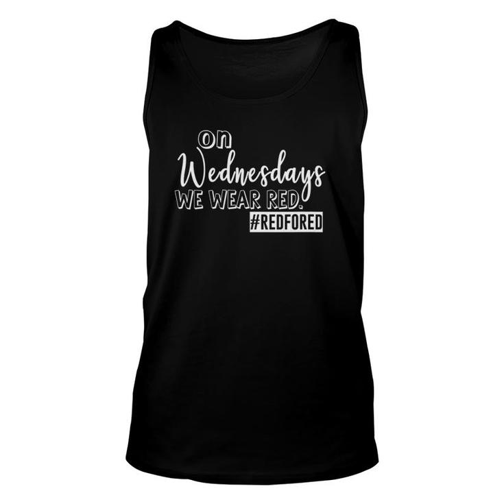 On Wednesdays We Wear Red - Red For Ed Teacher Supporter Unisex Tank Top