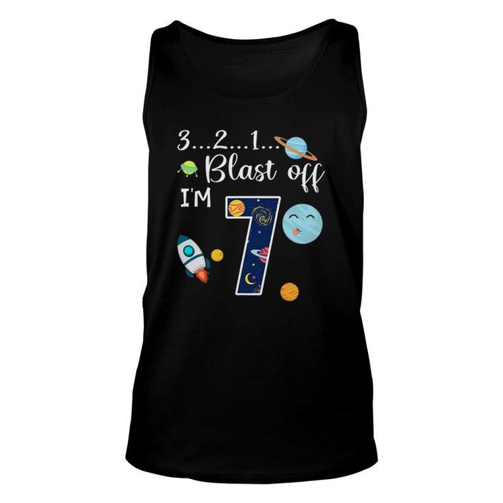 Outer Space 7 Years Old 7Th Birthday Party Unisex Tank Top