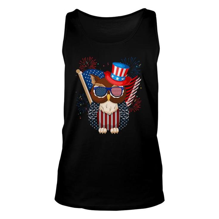 Owl American Flag 4Th Of July Independence Day Owl Lovers Unisex Tank Top