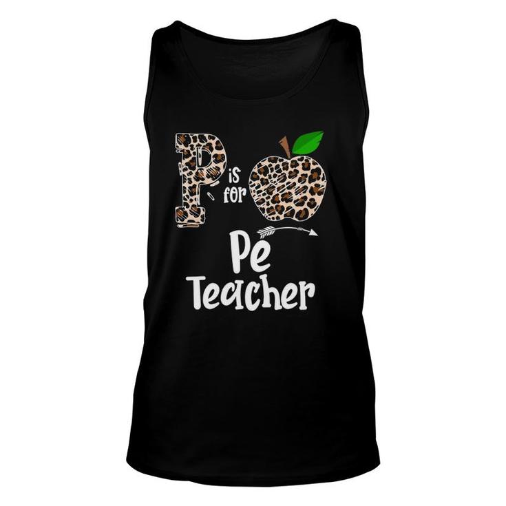 P Is For Pe Physical Education Teacher Apple Funny Unisex Tank Top