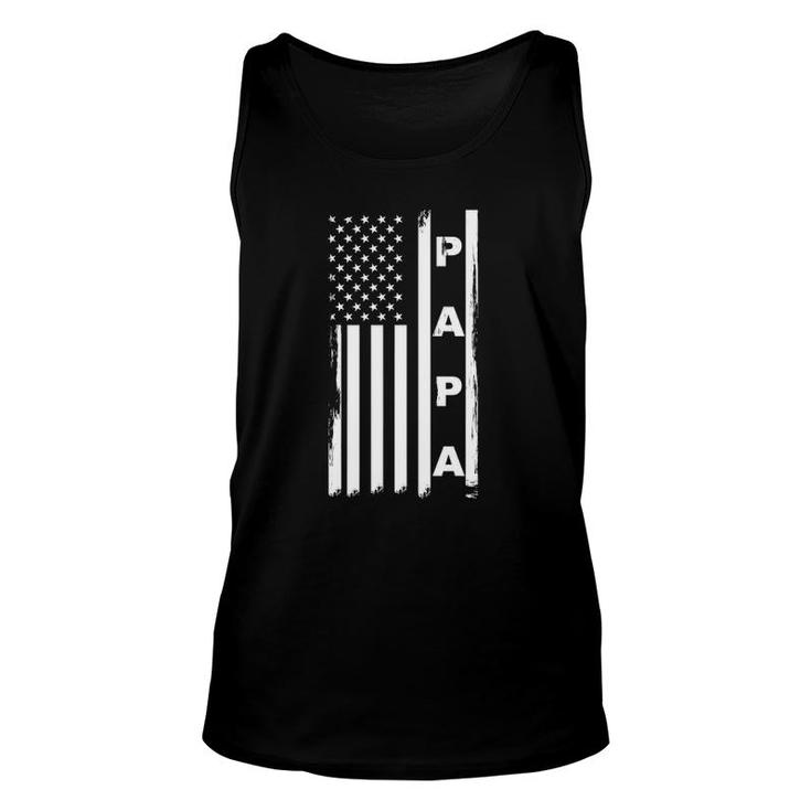 Papa American Flag Fathers Day Dad And Grandpa Unisex Tank Top