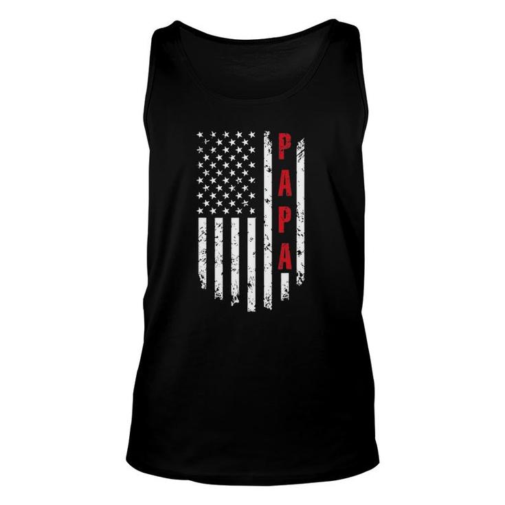 Papa American Flag Funny Tee For Fathers Day Unisex Tank Top