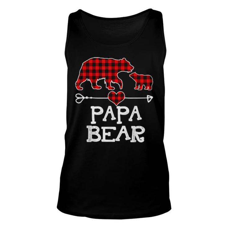 Papa Bear Christmas Pajama Red Plaid Buffalo Family  Unisex Tank Top