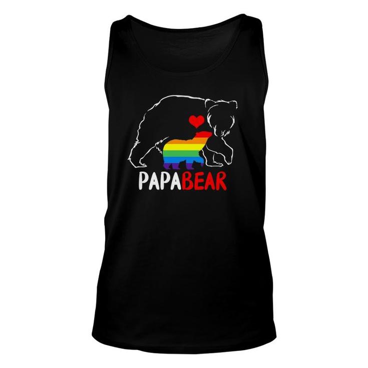 Mens Papa Bear Proud Dad Daddy Rainbow Flag Lgbt Pride Father Day Tank Top