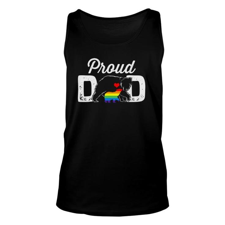 Papa Bear Proud Dad Daddy Rainbow Lgbt Pride Father's Day Unisex Tank Top