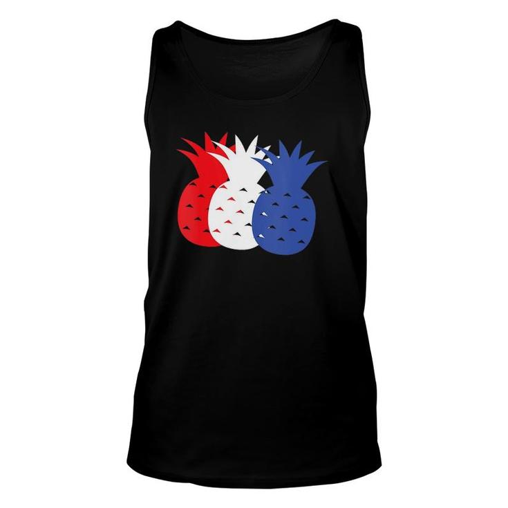 Womens Patriotic 4Th Of July Pineapple American Flag Usa V-Neck Tank Top
