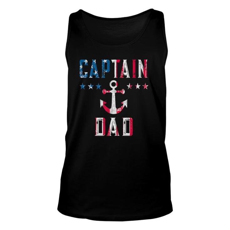 Patriotic Captain Dad American Flag Boat Owner 4Th Of July Unisex Tank Top