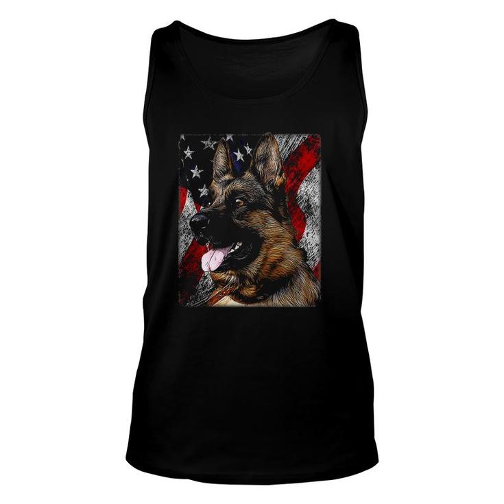 Patriotic German Shepherd Shephard American Flag Puppy Dog Tank Top