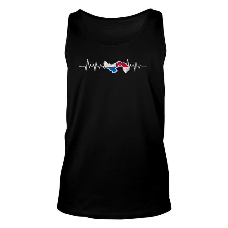 Patriotic Panamanian Flag Heartbeat Panama Unisex Tank Top