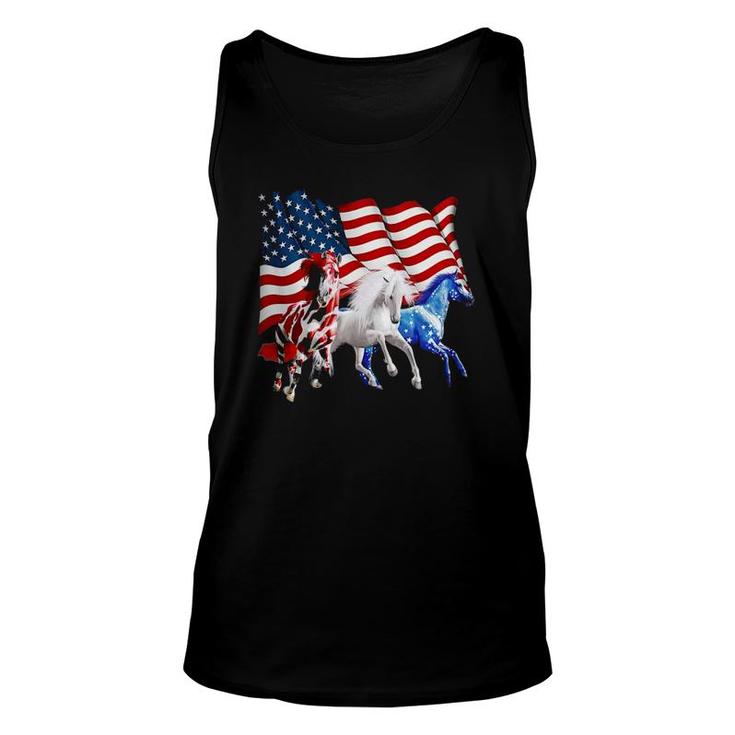 Patriotic Us Flag 4Th Of July Horse Lovers Unisex Tank Top